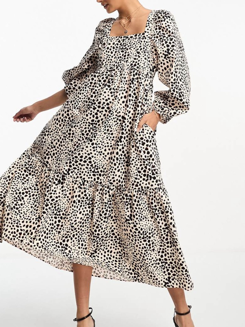 Nobody’s Child Ayla Leopard Spot Cotton Midi Dress USA 2